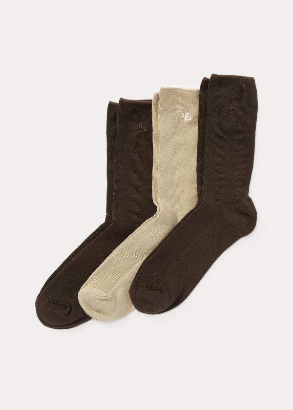 Calcetines Ralph Lauren Mujer Marrom Oscuro - Stretch Trouser 3-Pack - HXLWM5803